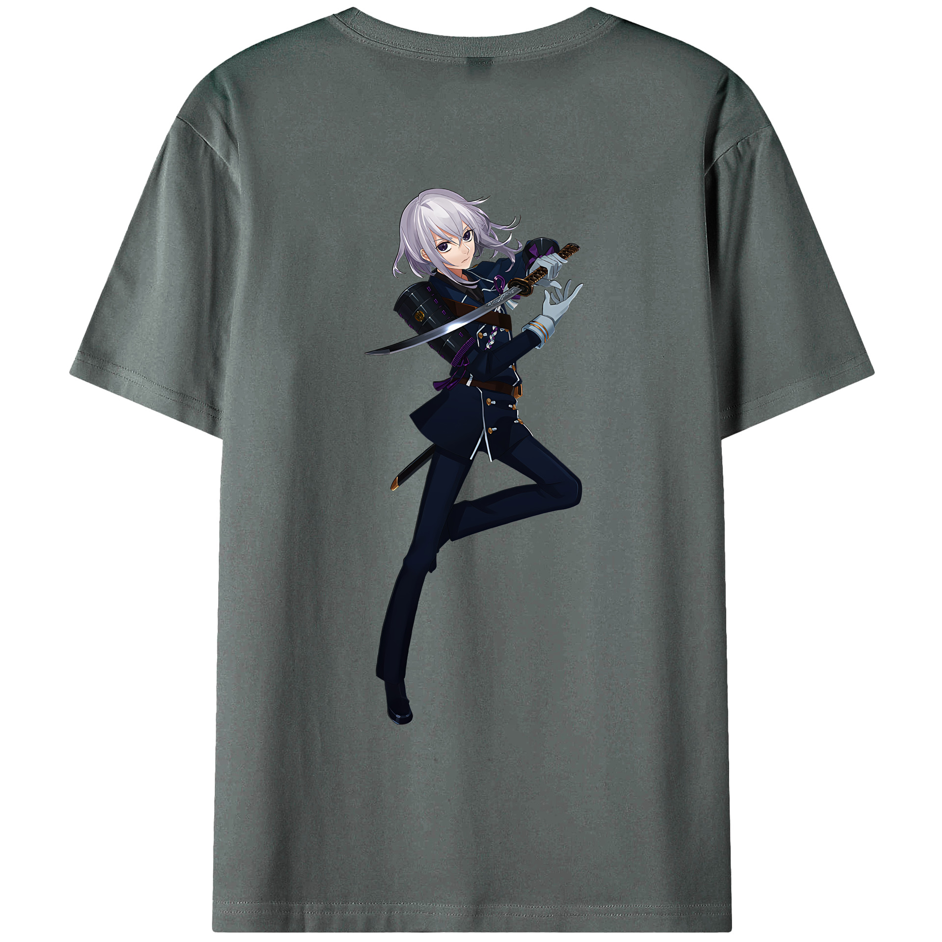 （画像用） 刀剣乱舞 Touken Ranbu 綿100％ メンズ半袖Tシャツ（バックプリント） 通気性